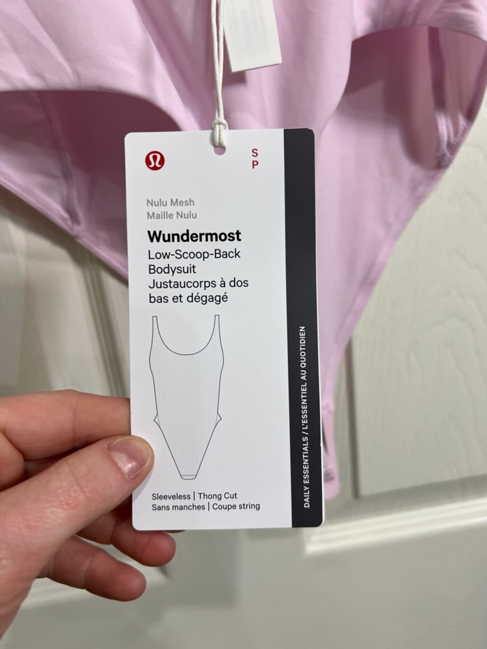 87. Lululemon wundermost low scoop nulu back sleeveless bodysuit pink organza - Picture 5 of 7